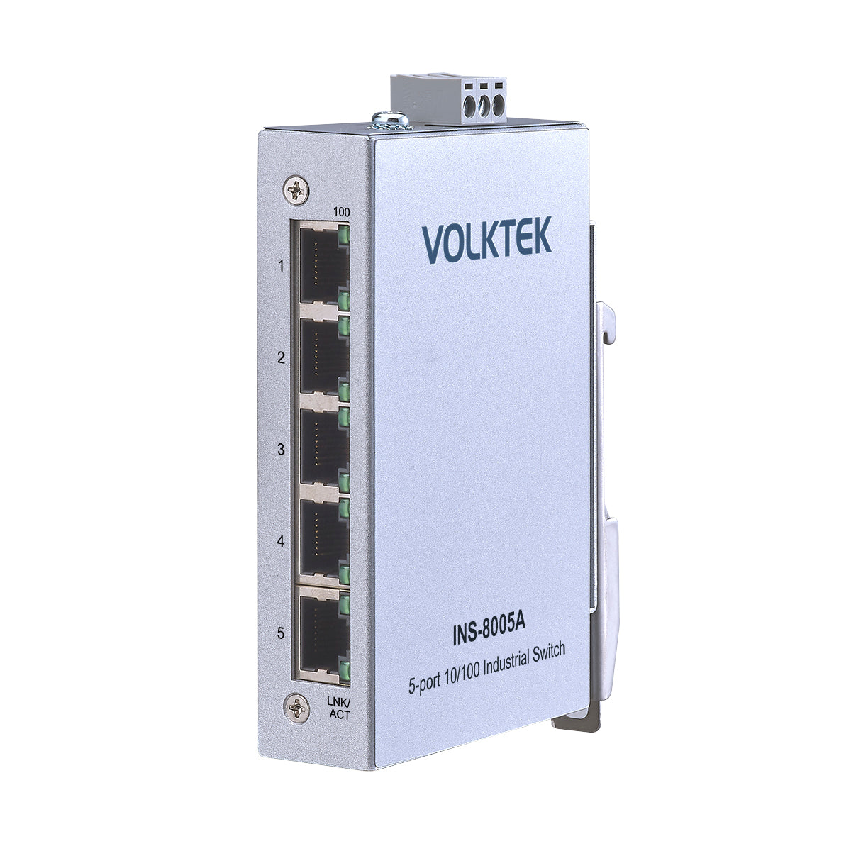 5埠工業快速乙太網路DIN導軌交換器 - INS-8005A