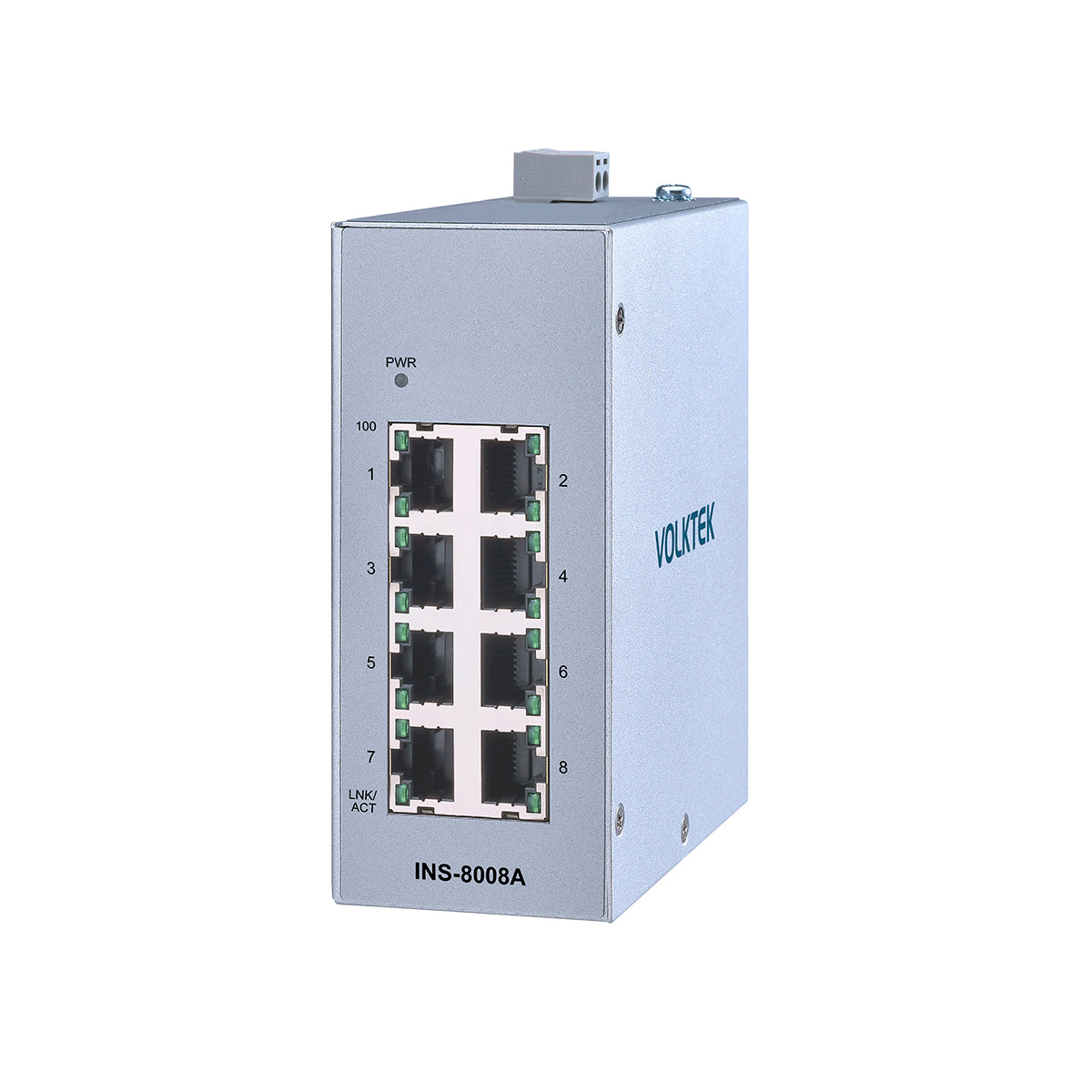 8埠工業千兆乙太網路DIN導軌交換器 - INS-8008A