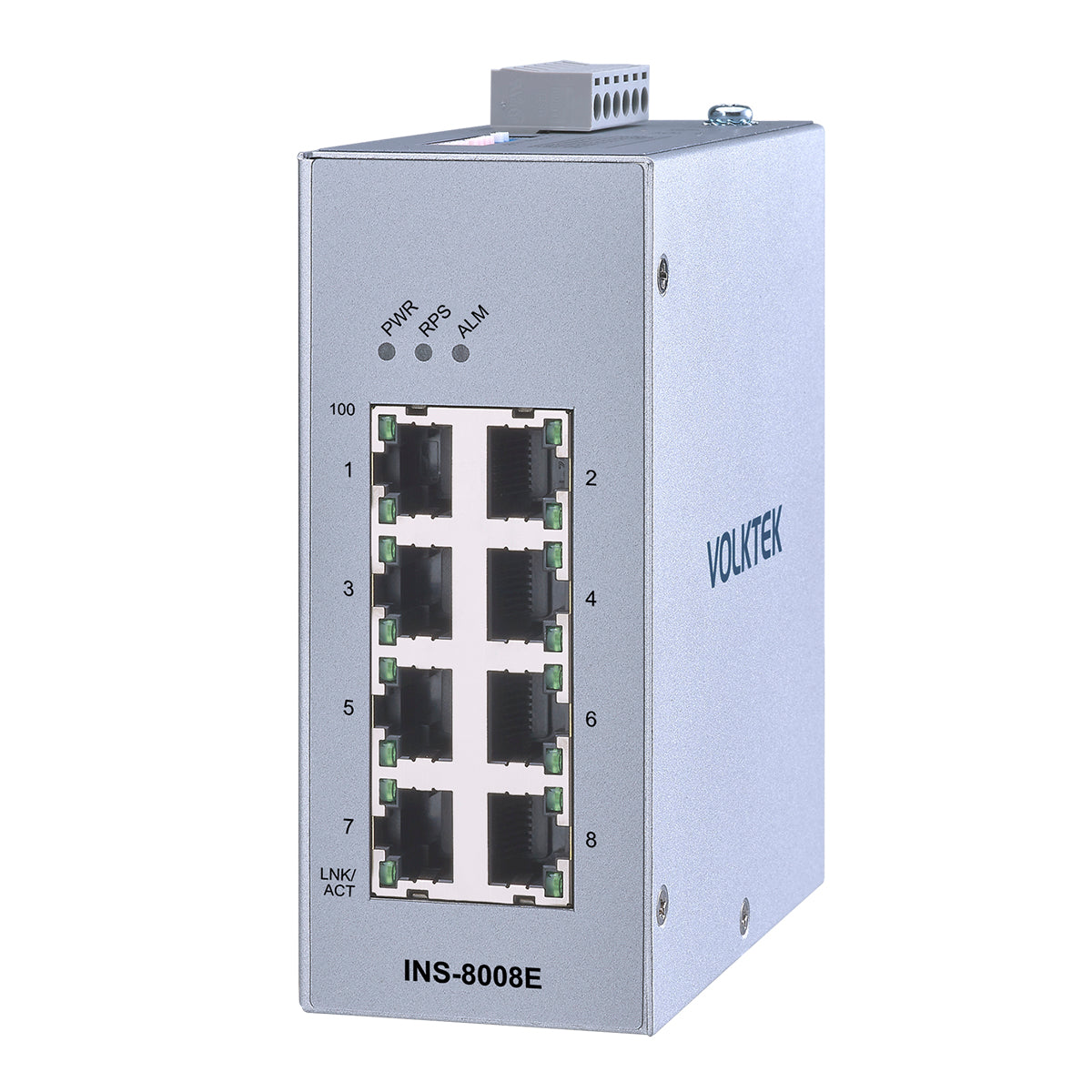 8埠工業高級快速乙太網路DIN導軌交換器 - INS-8008E