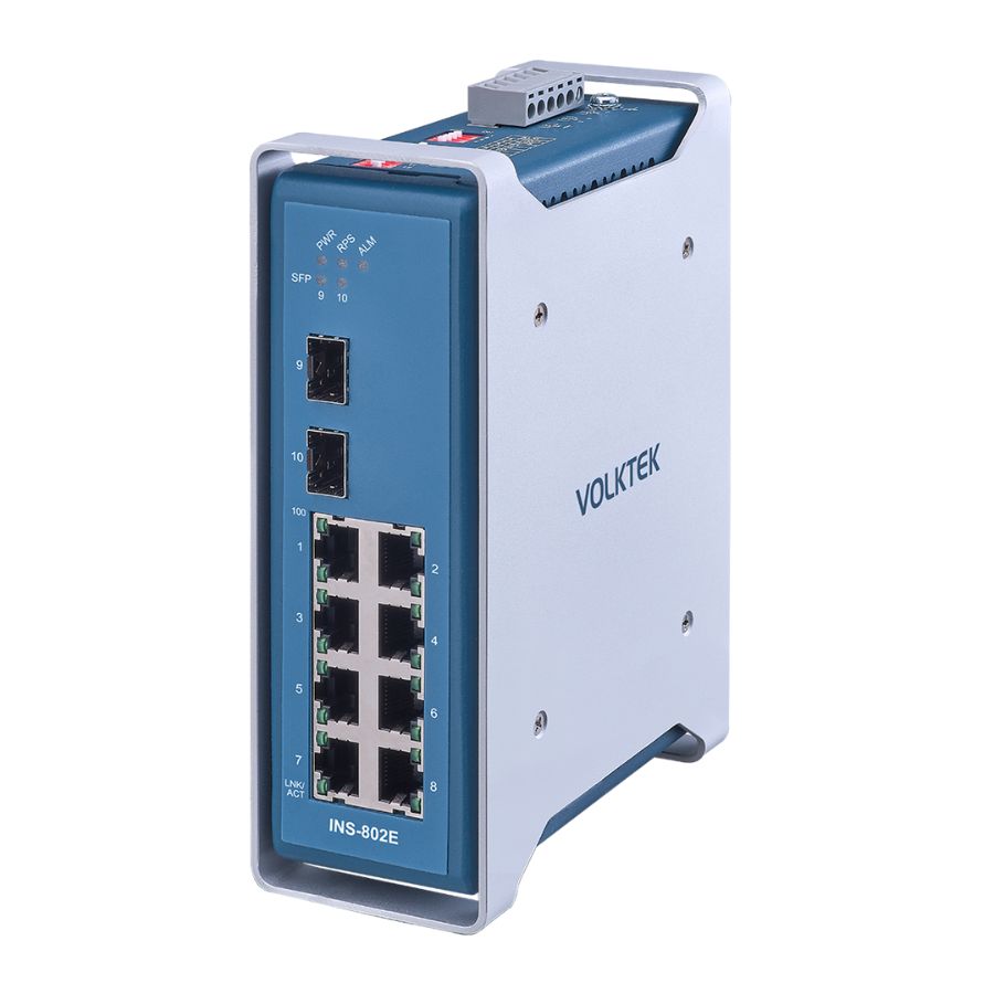 10 埠工業 Premium 乙太網路 DIN-Rail 導軌交換器 - INS-802E