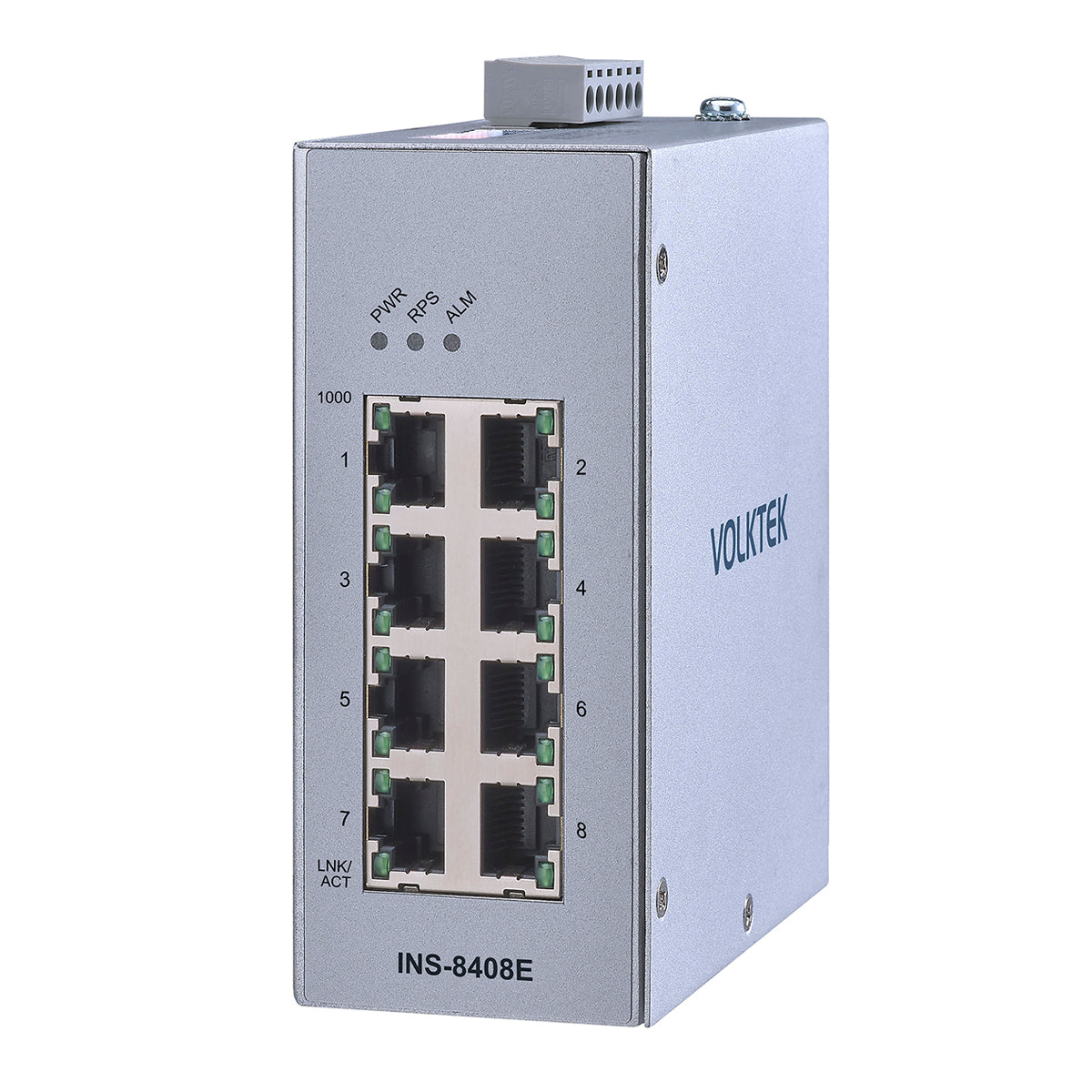 8埠工業級高階千兆乙太網路DIN導軌交換器 - INS-8408E