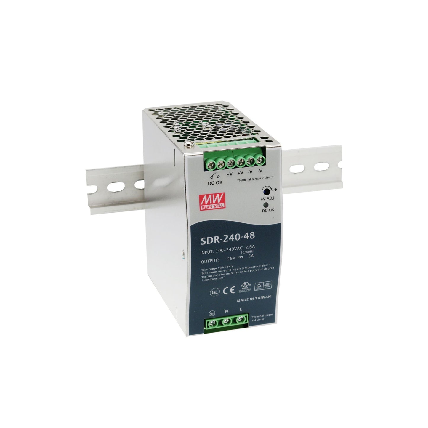 240W 48V 5A DIN 導軌電源 - SDR-240-48