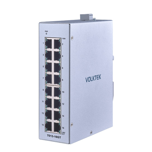 16 埠工業高階千兆乙太網路 DIN-Rail 導軌交換器 - 7013-16GT-I