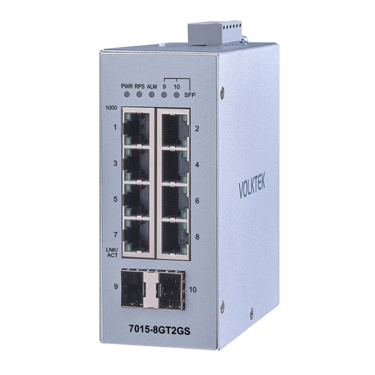 10埠工業千兆乙太網路DIN導軌交換器 - 7015-8GT2GS-I