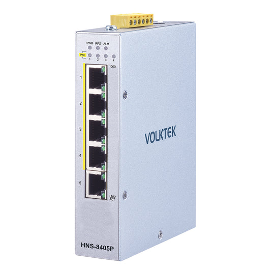 5 埠工業千兆 PoE+ DIN-Rail 導軌式交換器 - HNS-8405P