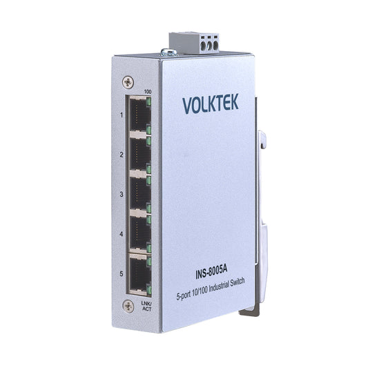 5埠工業快速乙太網路DIN導軌交換器 - INS-8005A