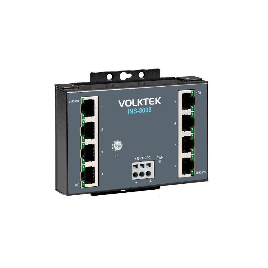 8-Port Industrial Fast Ethernet DIN-Rail Switch -INS-8008