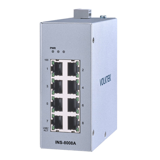 8埠工業千兆乙太網路DIN導軌交換器 - INS-8008A
