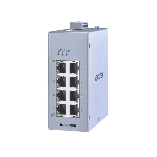 8埠工業高級快速乙太網路DIN導軌交換器 - INS-8008E