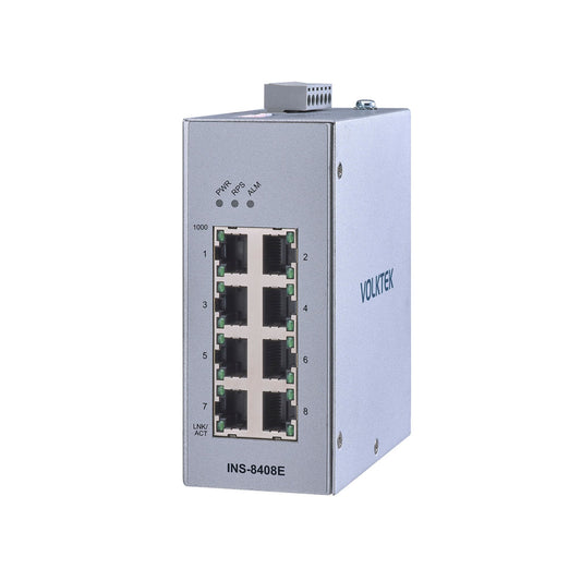 8埠工業級高階千兆乙太網路DIN導軌交換器 - INS-8408E